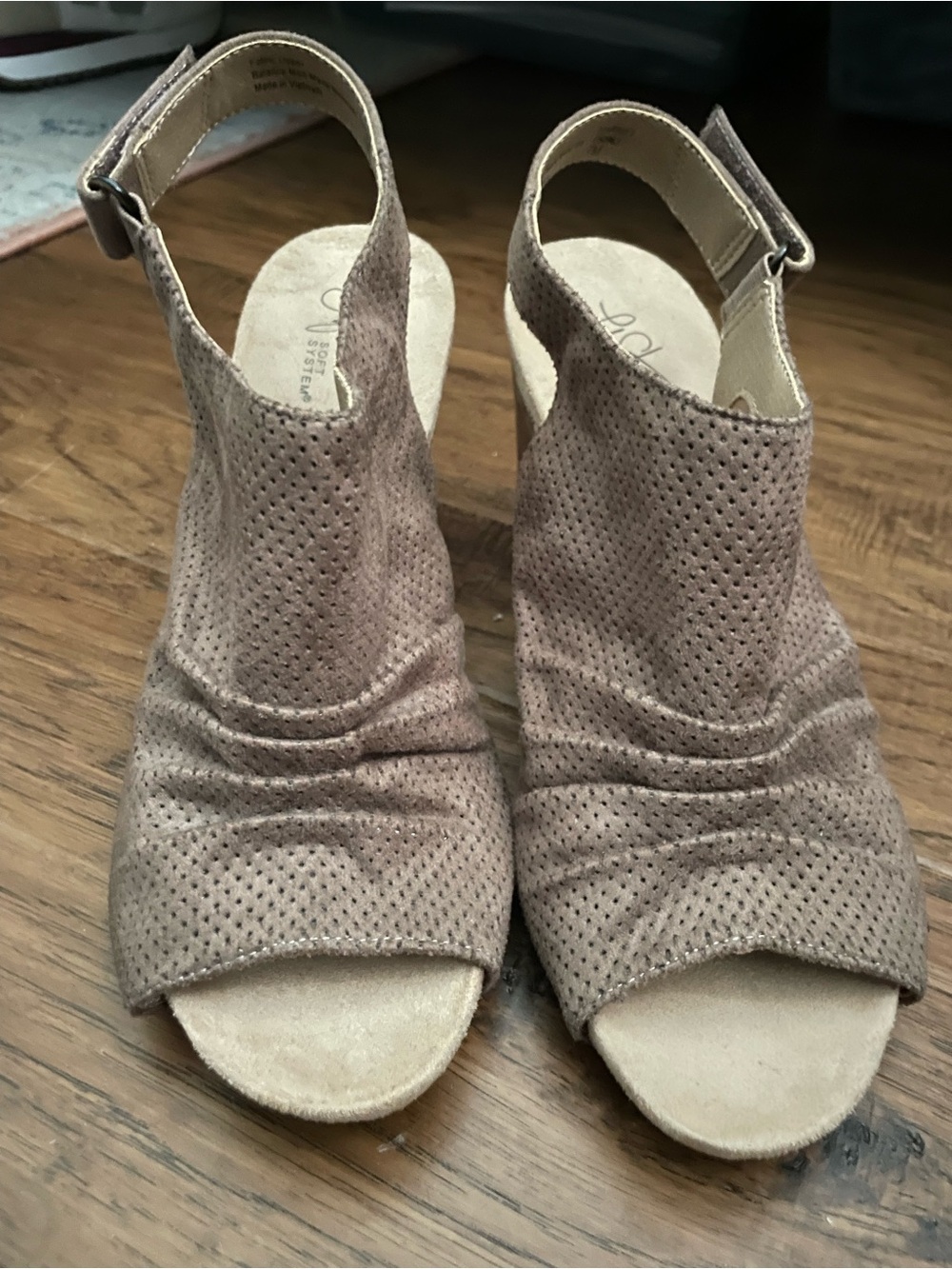Life Stride Taupe Perforated Slingback Sandals